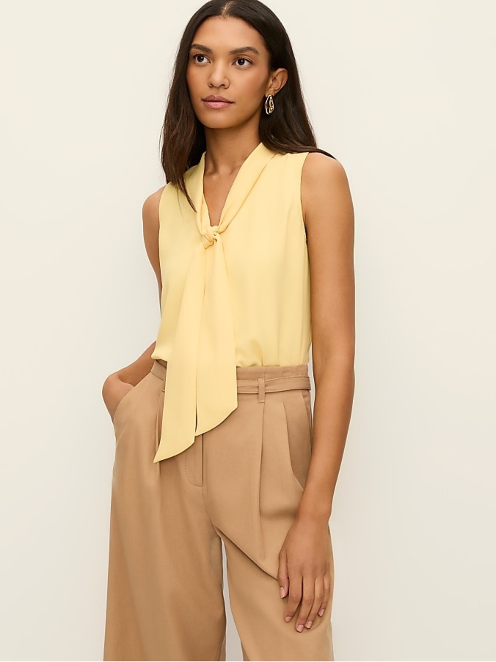 Ann Taylor Yellow Tie-Neck Sleeveless Blouse NWT